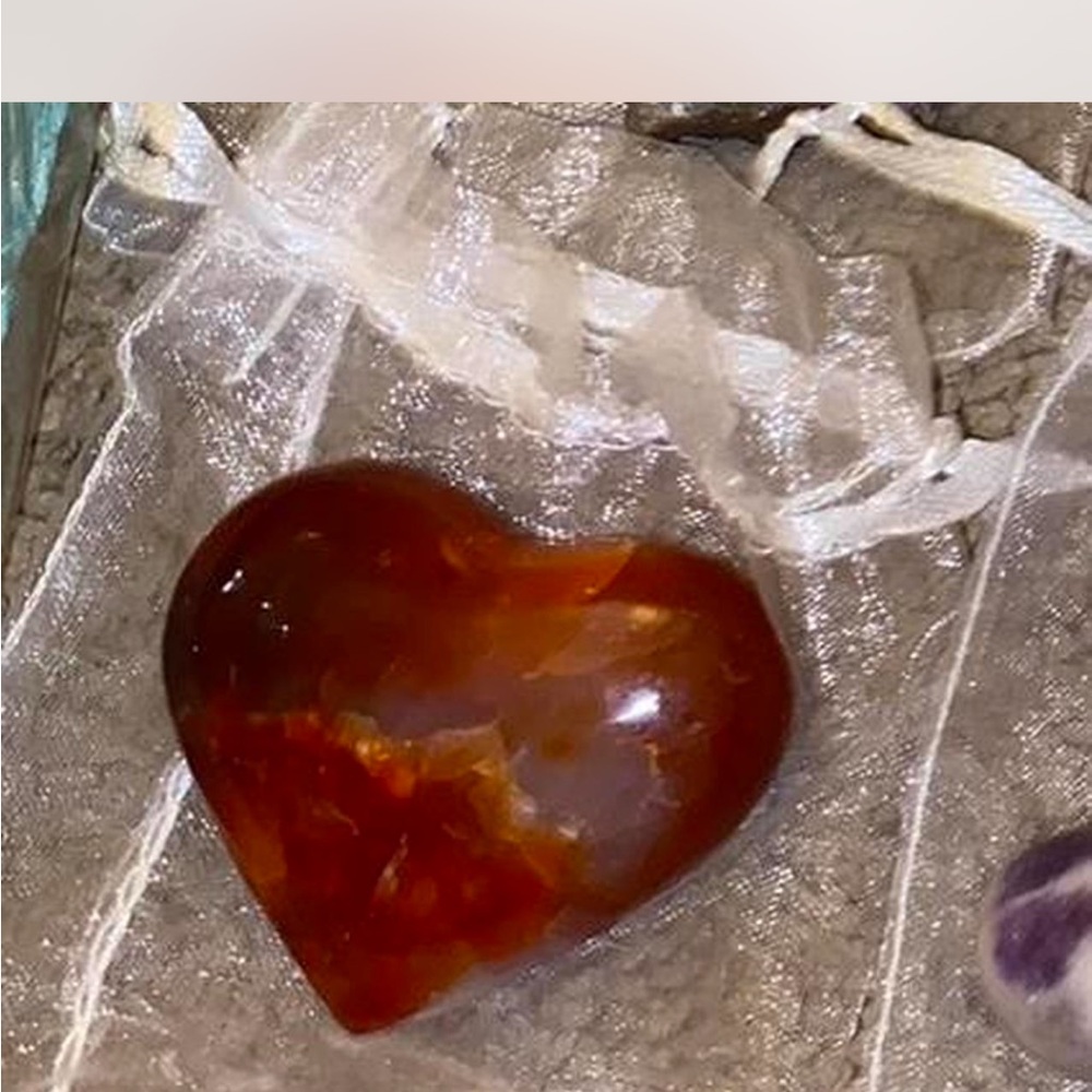 Amber Heart-Shaped Stone Pendant